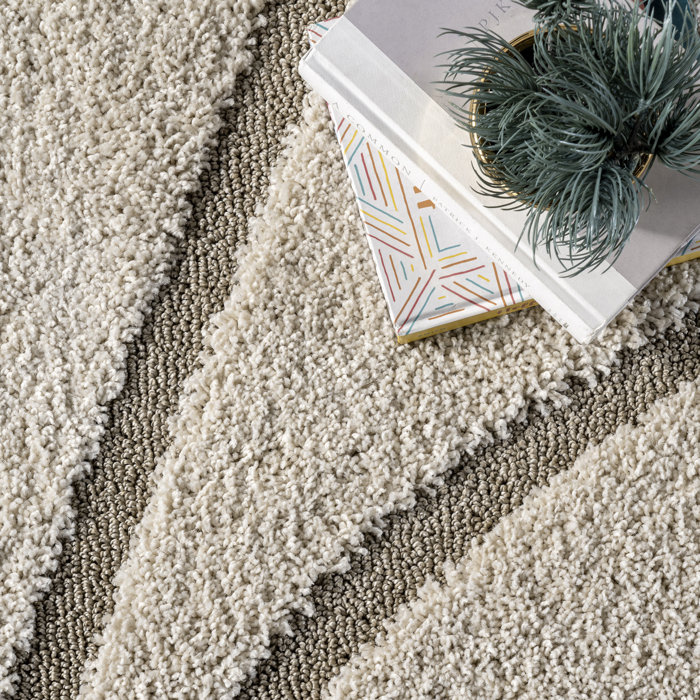 Wrought Studio Allysa Abstract Shag Area Rug in Cream/ Beige & Reviews
